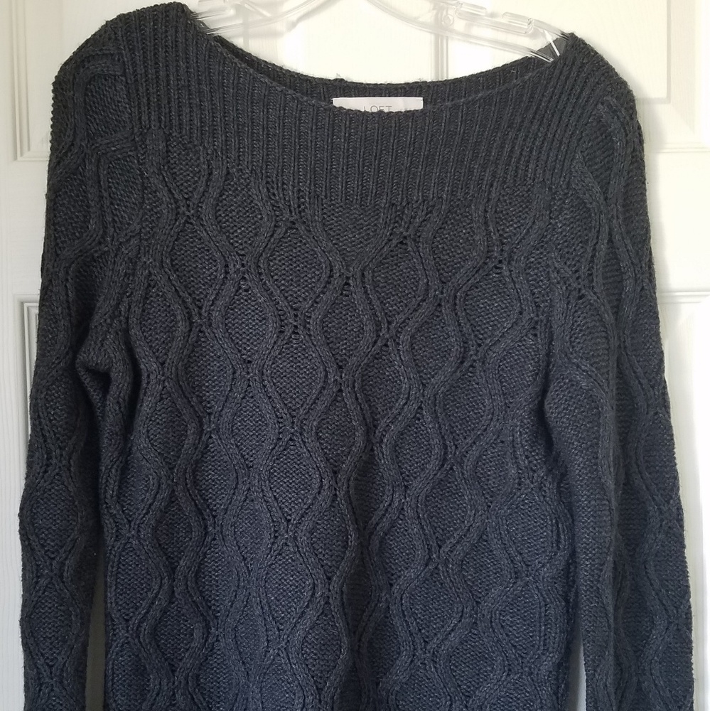 LOFT Boatneck Cableknit Sweater